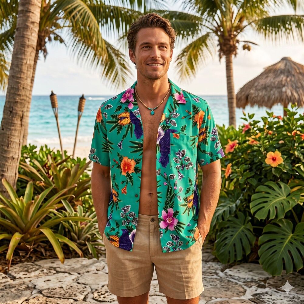 The Hundreds Men's Woven Shirt Raven Tropical Teal Small NEW NWT $98